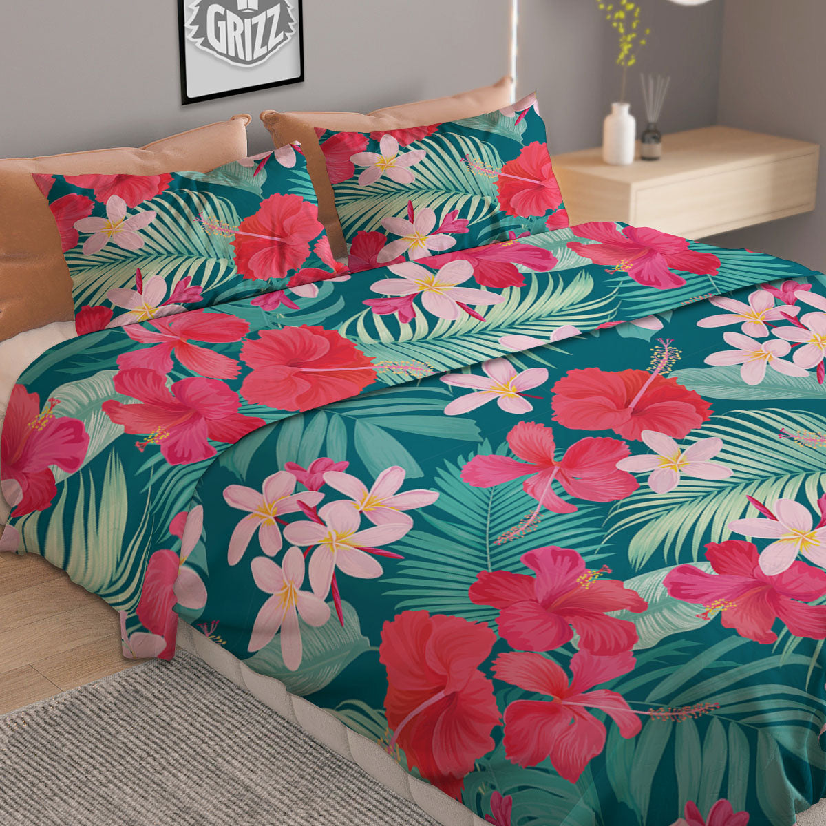Aloha Hawaiian Flower Print Duvet Cover Bedding Set