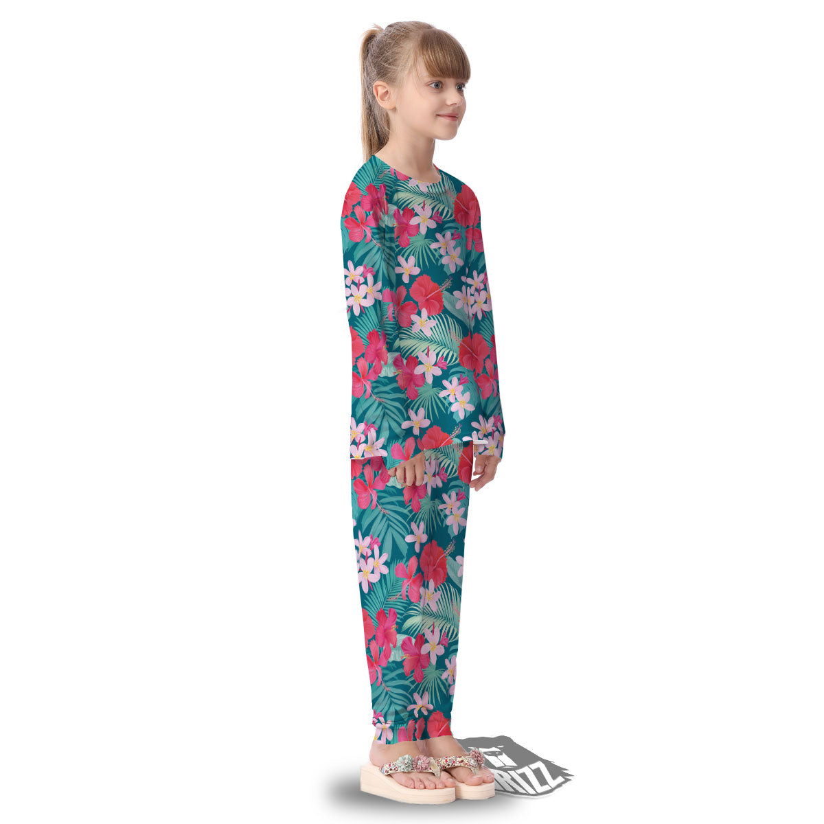 Aloha Hawaiian Flower Print Kid's Pajamas-grizzshop
