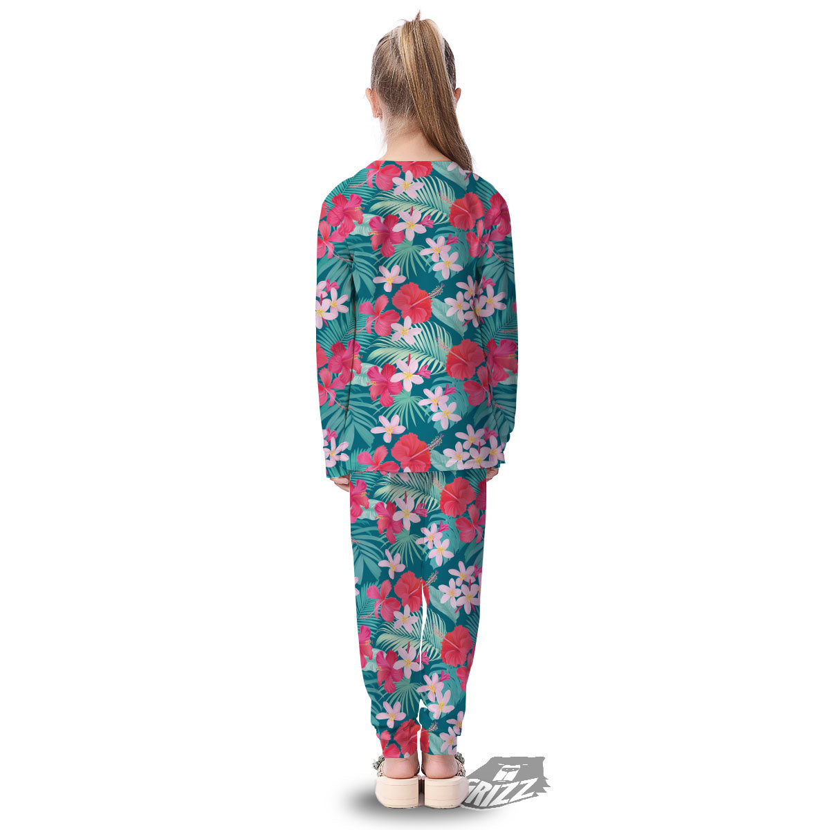 Aloha Hawaiian Flower Print Kid's Pajamas-grizzshop