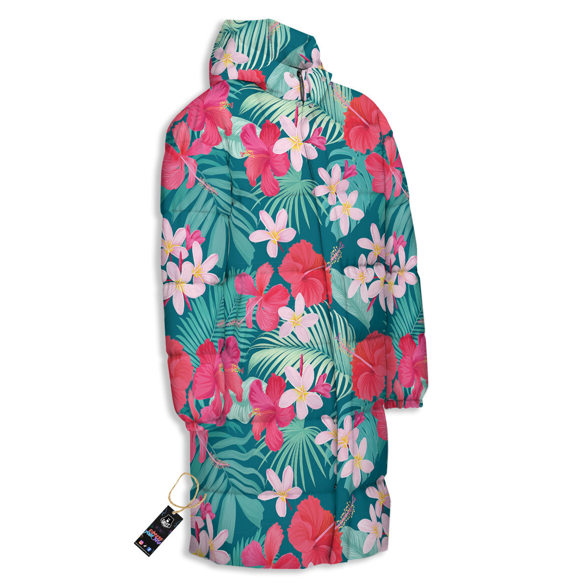 Aloha Hawaiian Flower Print Long Down Jacket-grizzshop