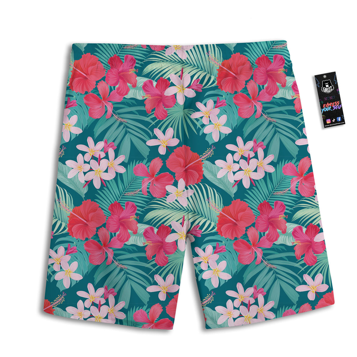 Aloha Hawaiian Flower Print Men's Athletic Shorts-grizzshop