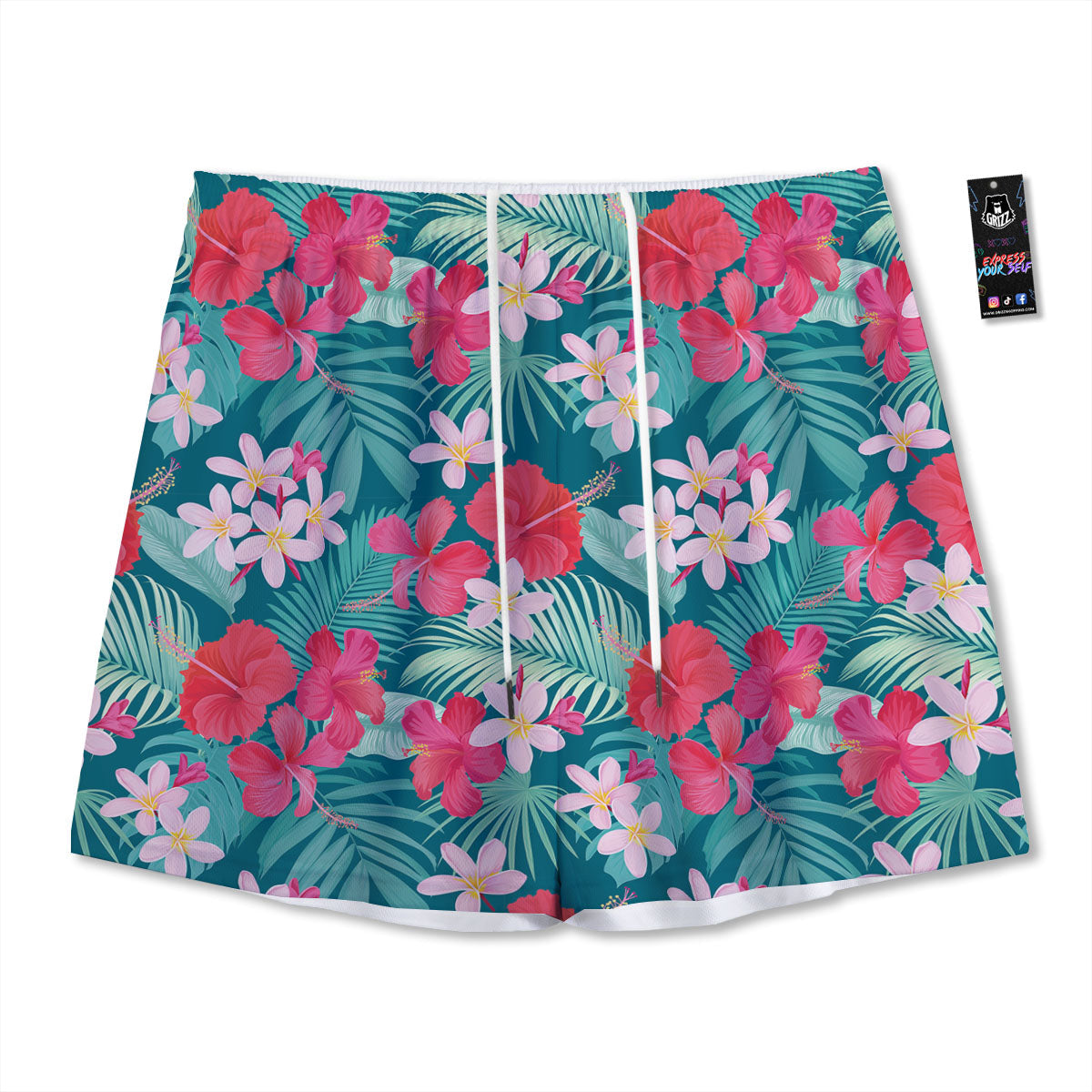 Aloha Hawaiian Flower Print Mesh Shorts-grizzshop