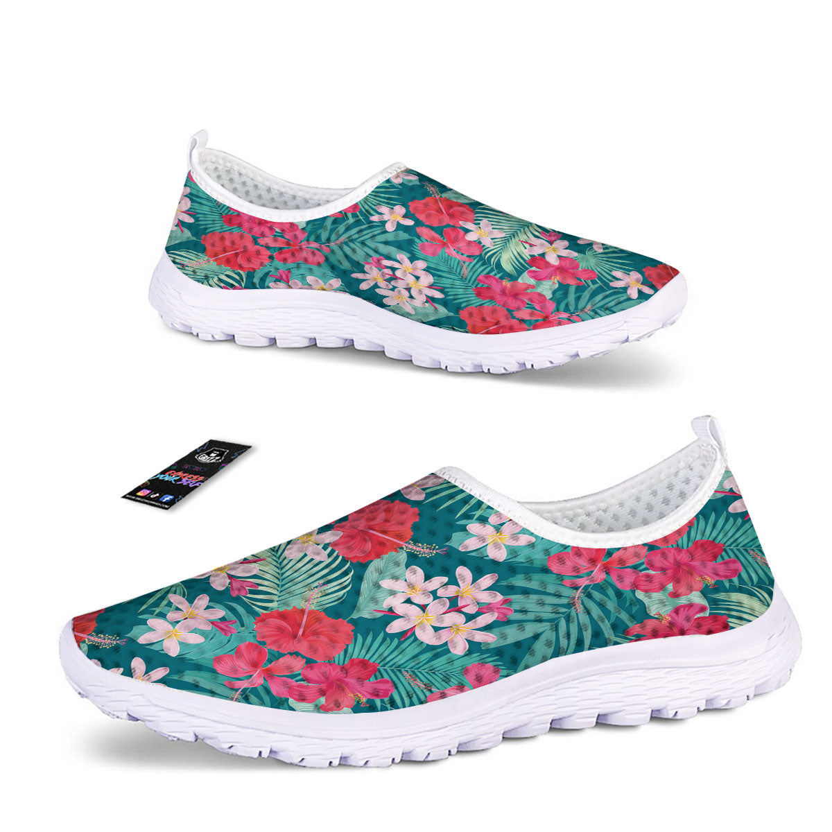 Aloha Hawaiian Flower Print Nurse Shoes-grizzshop