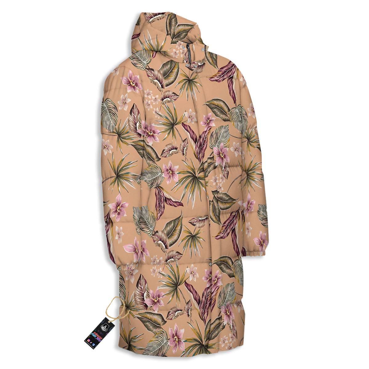 Aloha Hawaiian Vintage Print Pattern Long Down Jacket-grizzshop