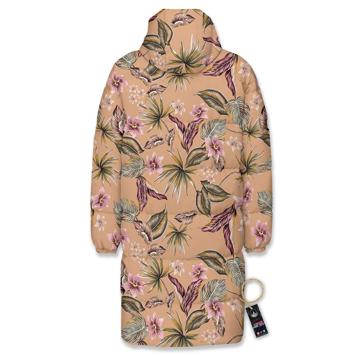 Aloha Hawaiian Vintage Print Pattern Long Down Jacket-grizzshop