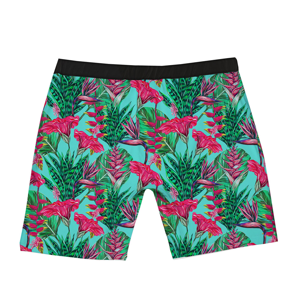 Aloha Hibiscus Hot Teal Pink Print Pattern Boxer Briefs-grizzshop