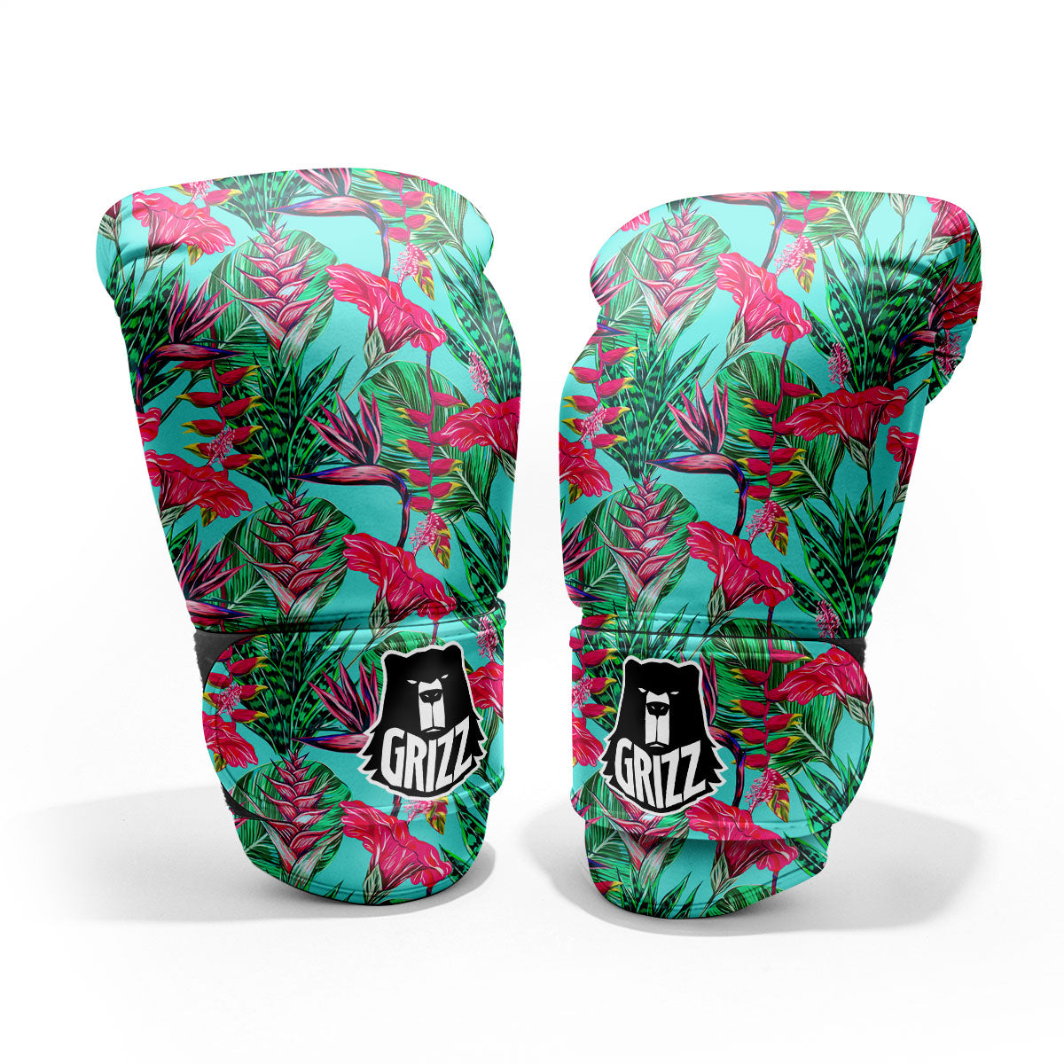 Aloha Hibiscus Hot Teal Pink Print Pattern Pro Boxing Glove