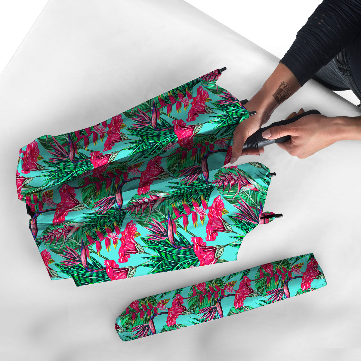 Aloha Hibiscus Hot Teal Pink Print Pattern Umbrella-grizzshop