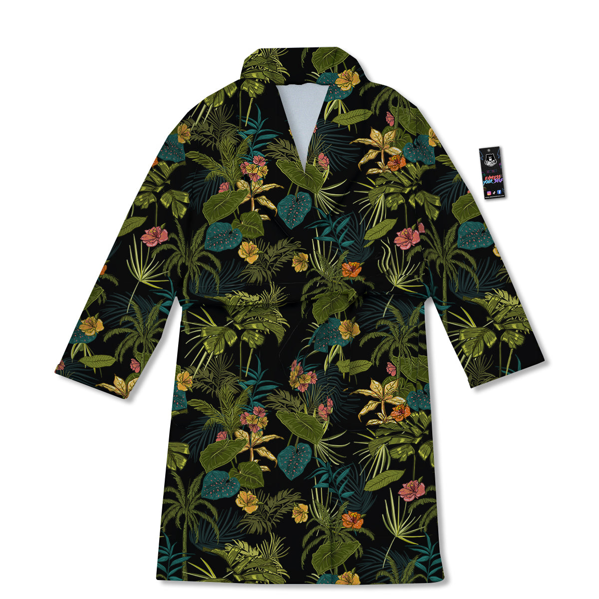 Aloha Hibiscus Tropical Print Pattern Bathrobe-grizzshop