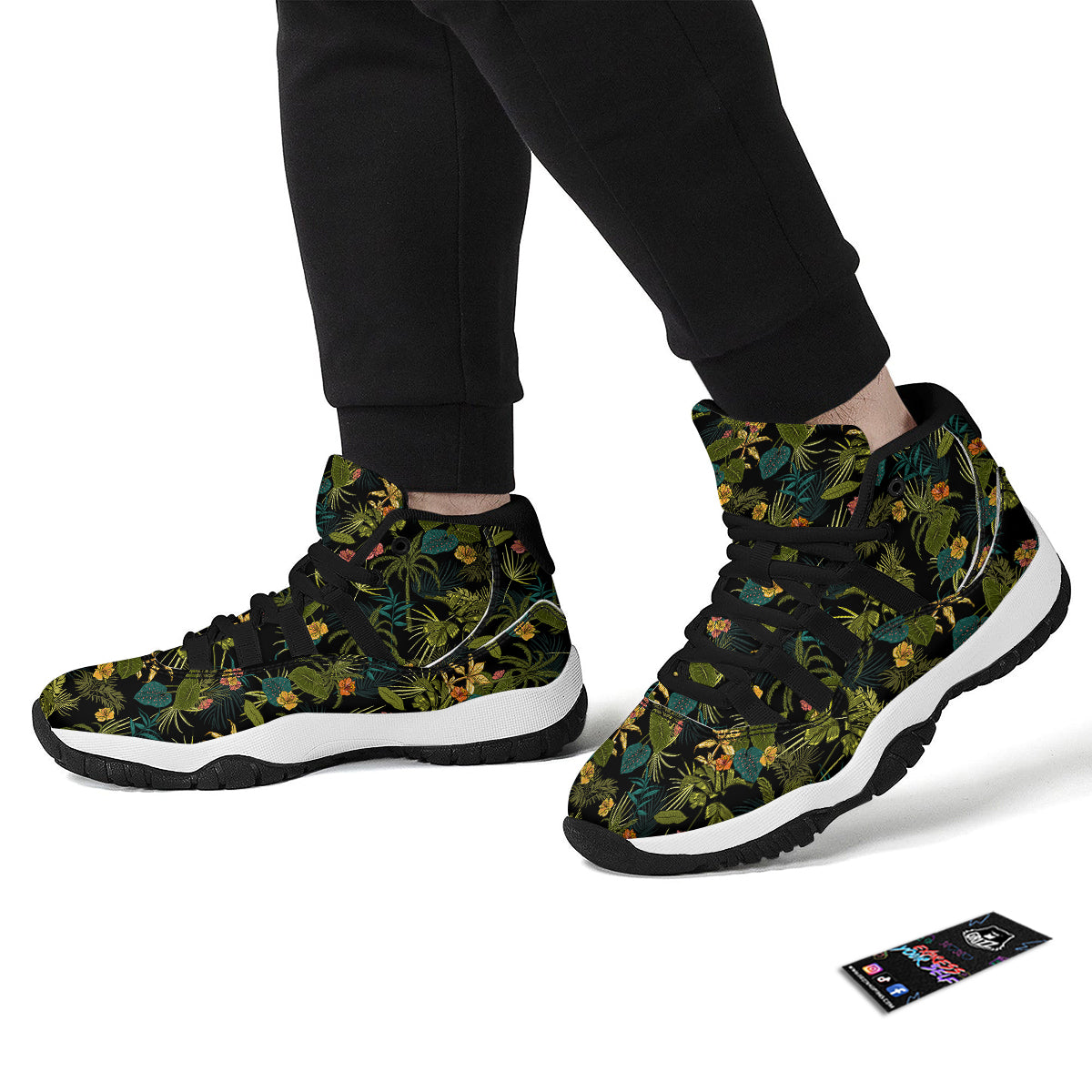 Aloha Hibiscus Tropical Print Pattern Black Bball Shoes-grizzshop