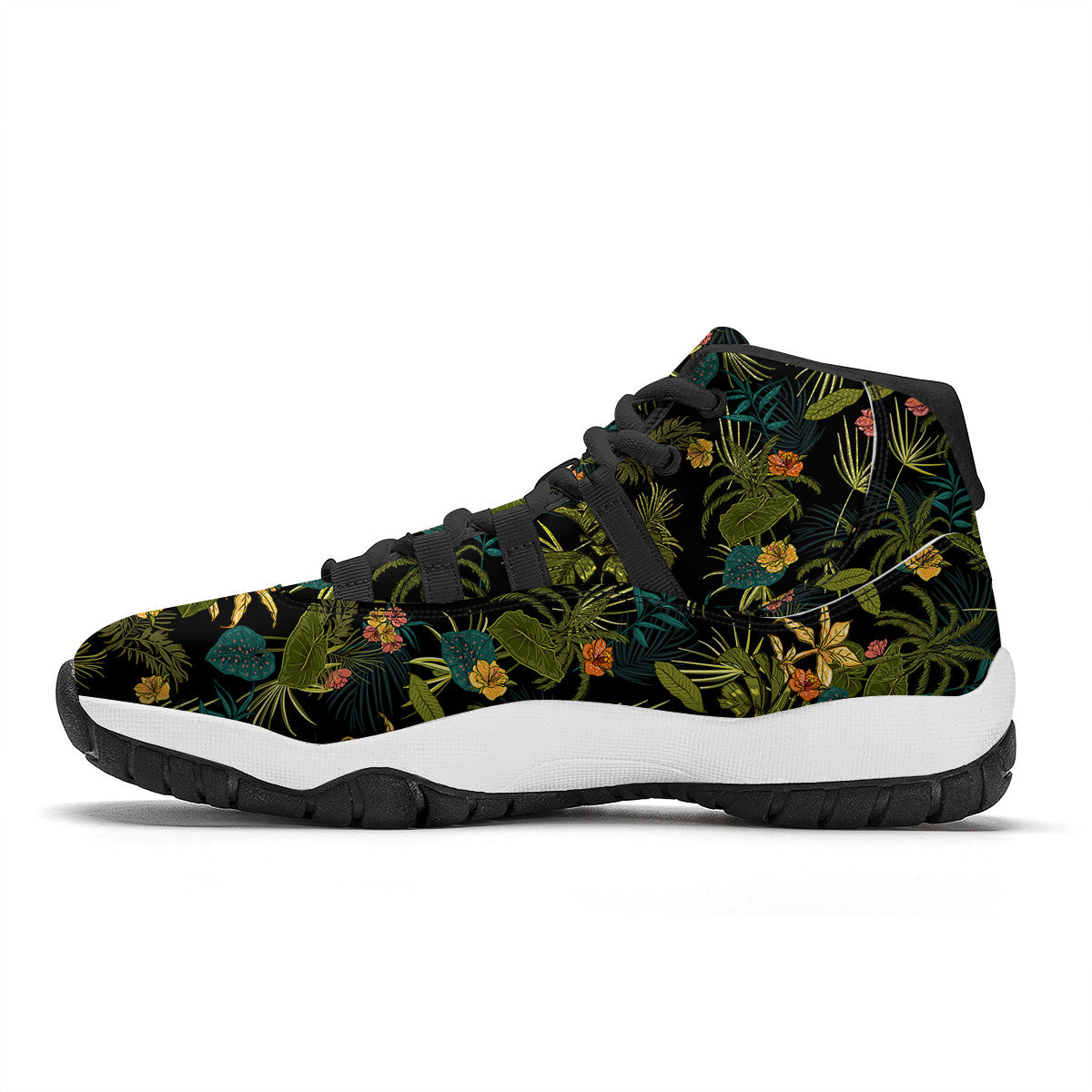 Aloha Hibiscus Tropical Print Pattern Black Bball Shoes-grizzshop