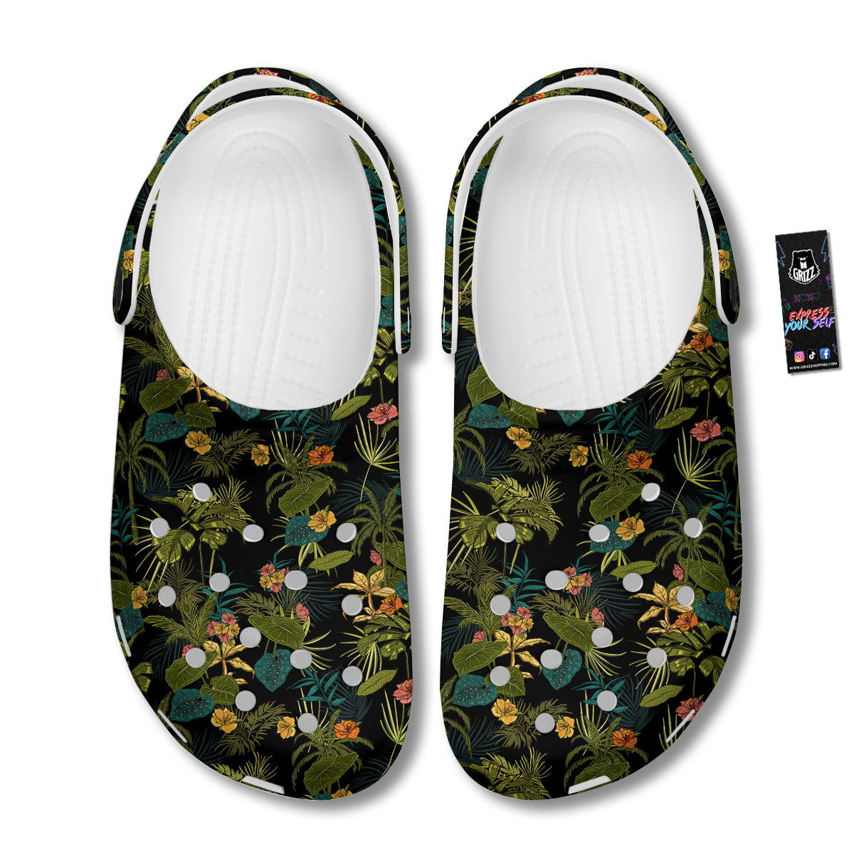 Aloha Hibiscus Tropical Print Pattern Clog-grizzshop
