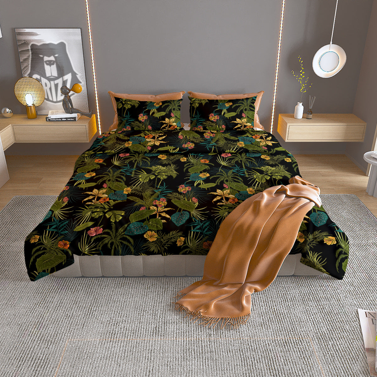 Aloha Hibiscus Tropical Print Pattern Duvet Cover Bedding Set