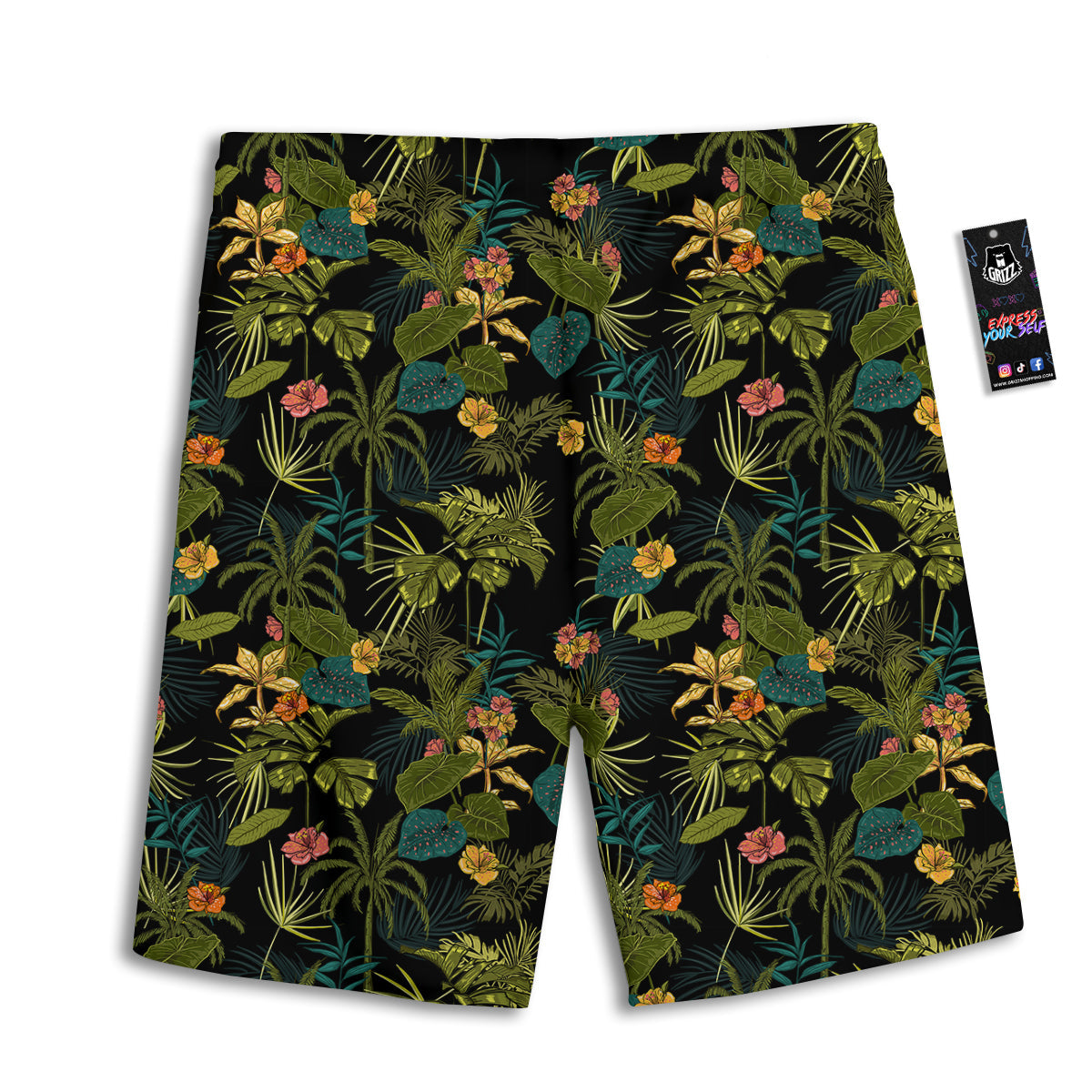 Aloha Hibiscus Tropical Print Pattern Men's Athletic Shorts-grizzshop