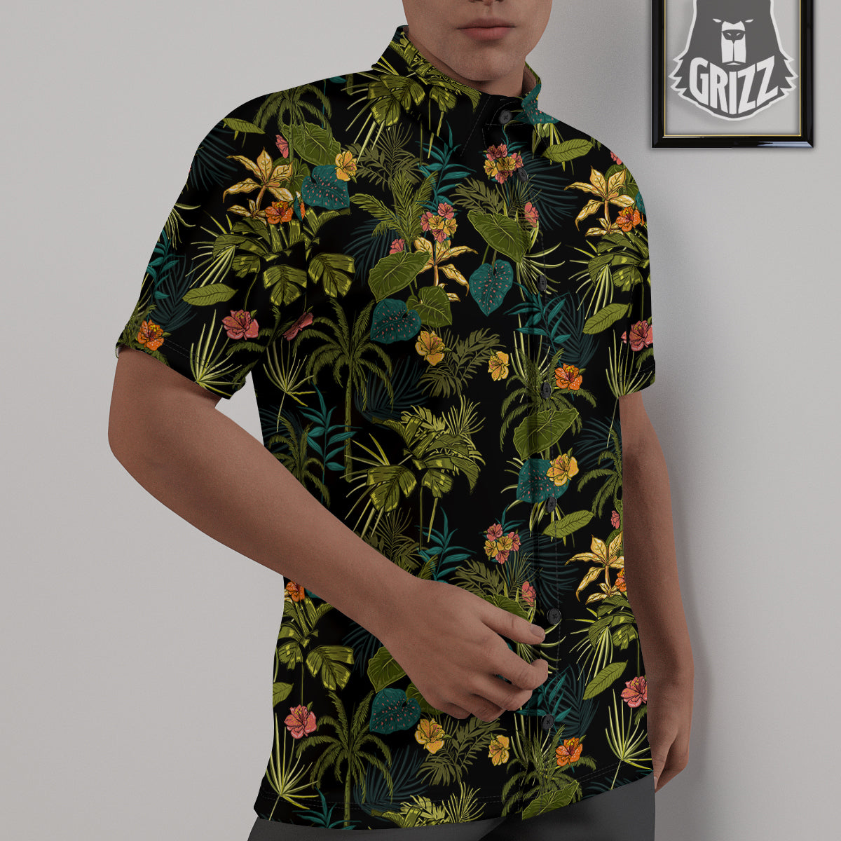 Aloha Hibiscus Tropical Print Pattern Untucked Shirts-grizzshop