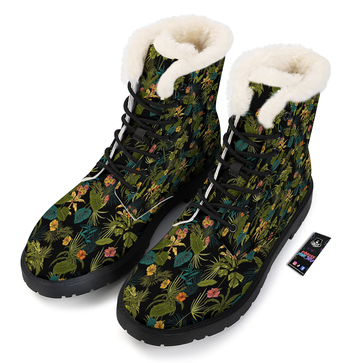 Aloha Hibiscus Tropical Print Pattern Winter Boots-grizzshop