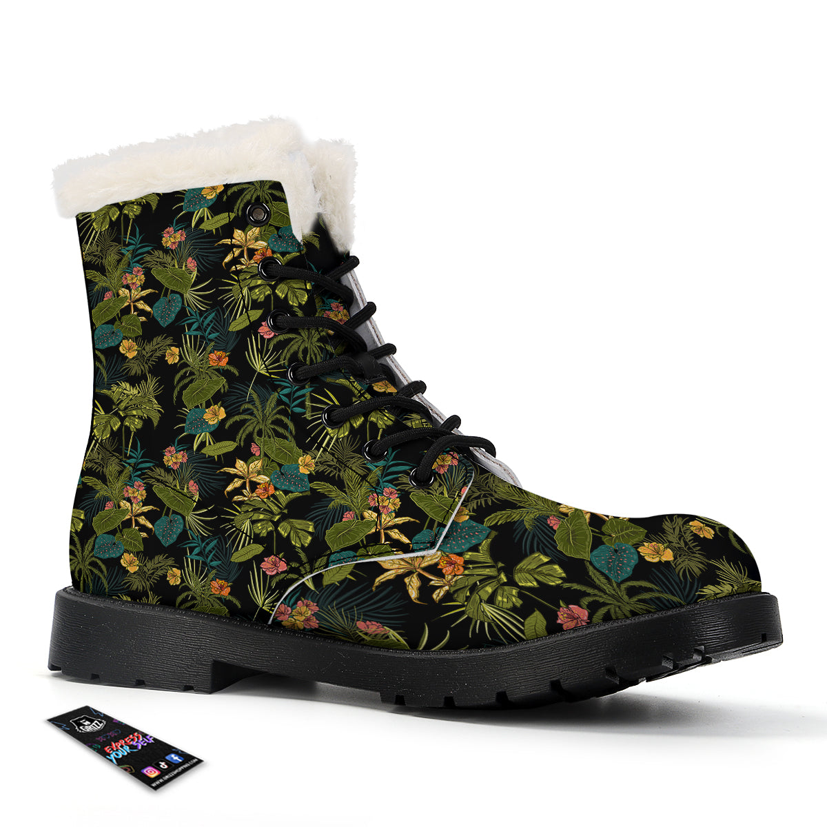 Aloha Hibiscus Tropical Print Pattern Winter Boots-grizzshop