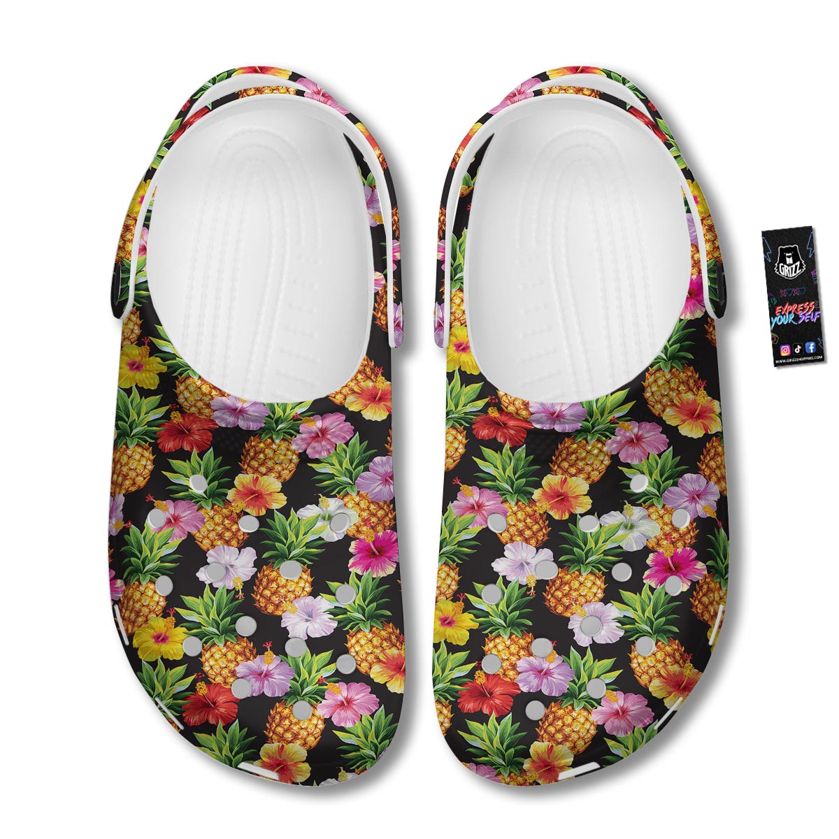 Aloha Pineapple Tropical Print Pattern Tropical Clog-grizzshop