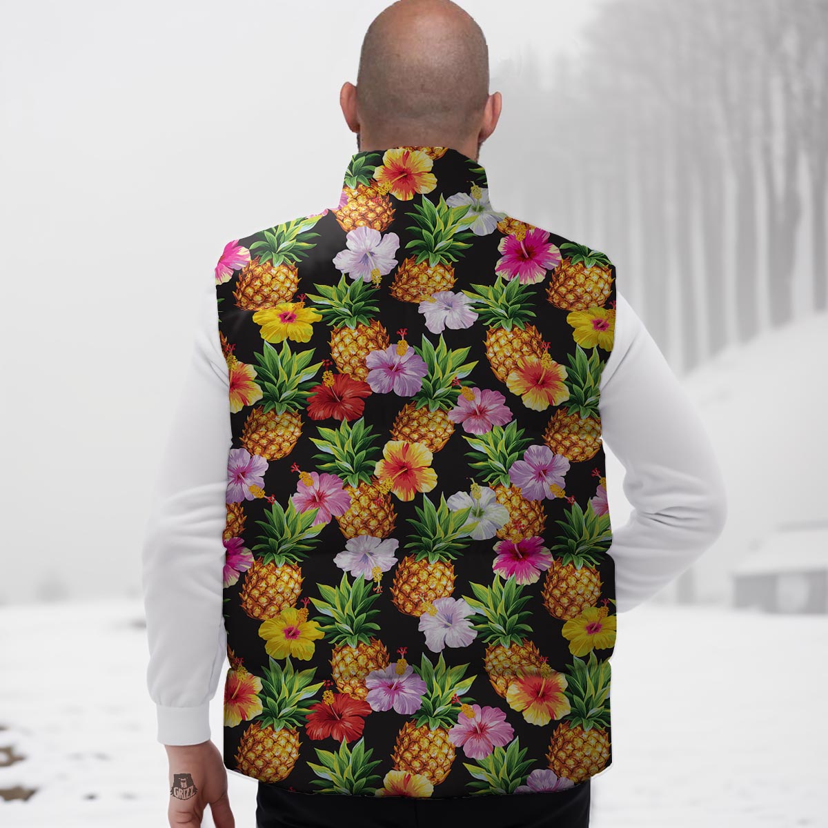 Aloha Pineapple Tropical Print Pattern Tropical Down Vest-grizzshop