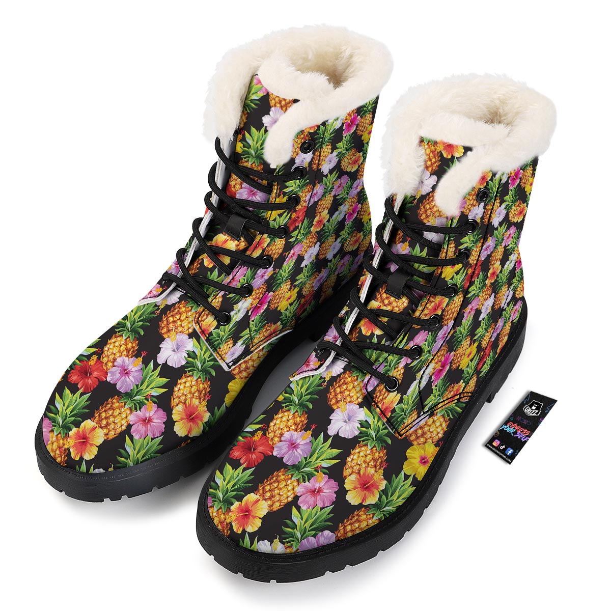 Aloha Pineapple Tropical Print Pattern Tropical Winter Boots-grizzshop