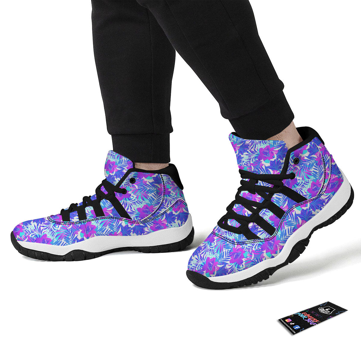 Aloha Psychedelic Tropical Print Pattern Black Bball Shoes-grizzshop