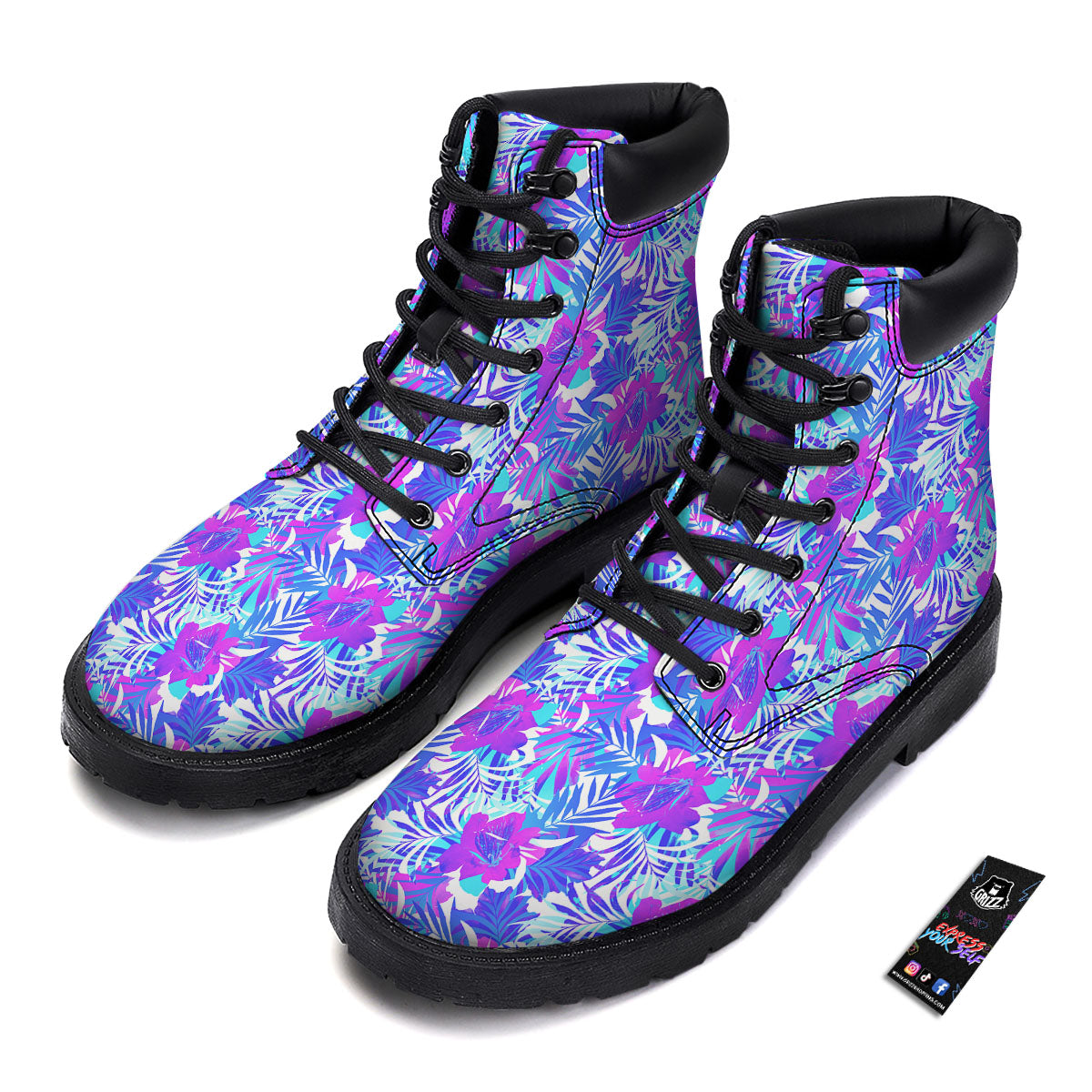 Aloha Psychedelic Tropical Print Pattern Boots-grizzshop