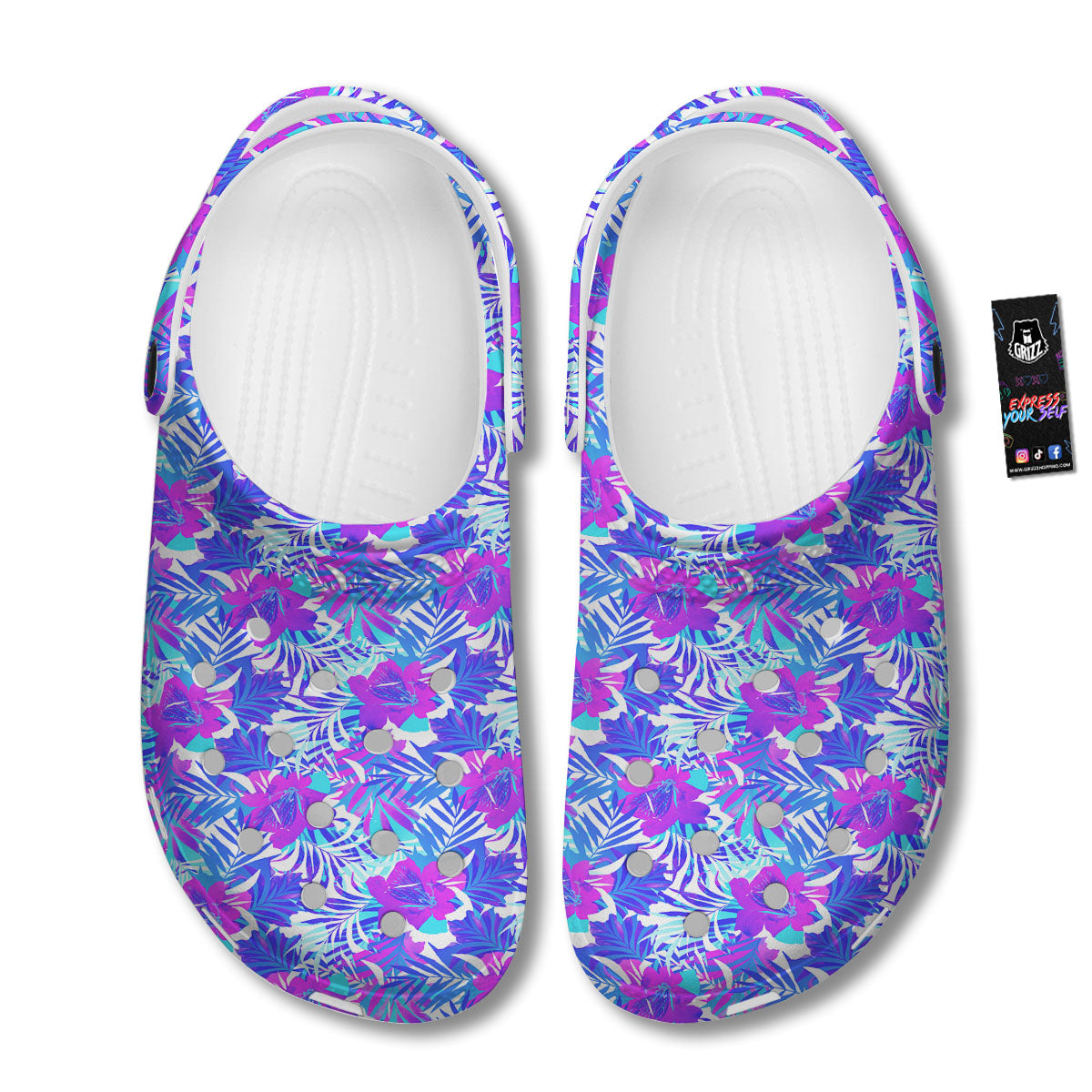 Aloha Psychedelic Tropical Print Pattern Clog-grizzshop