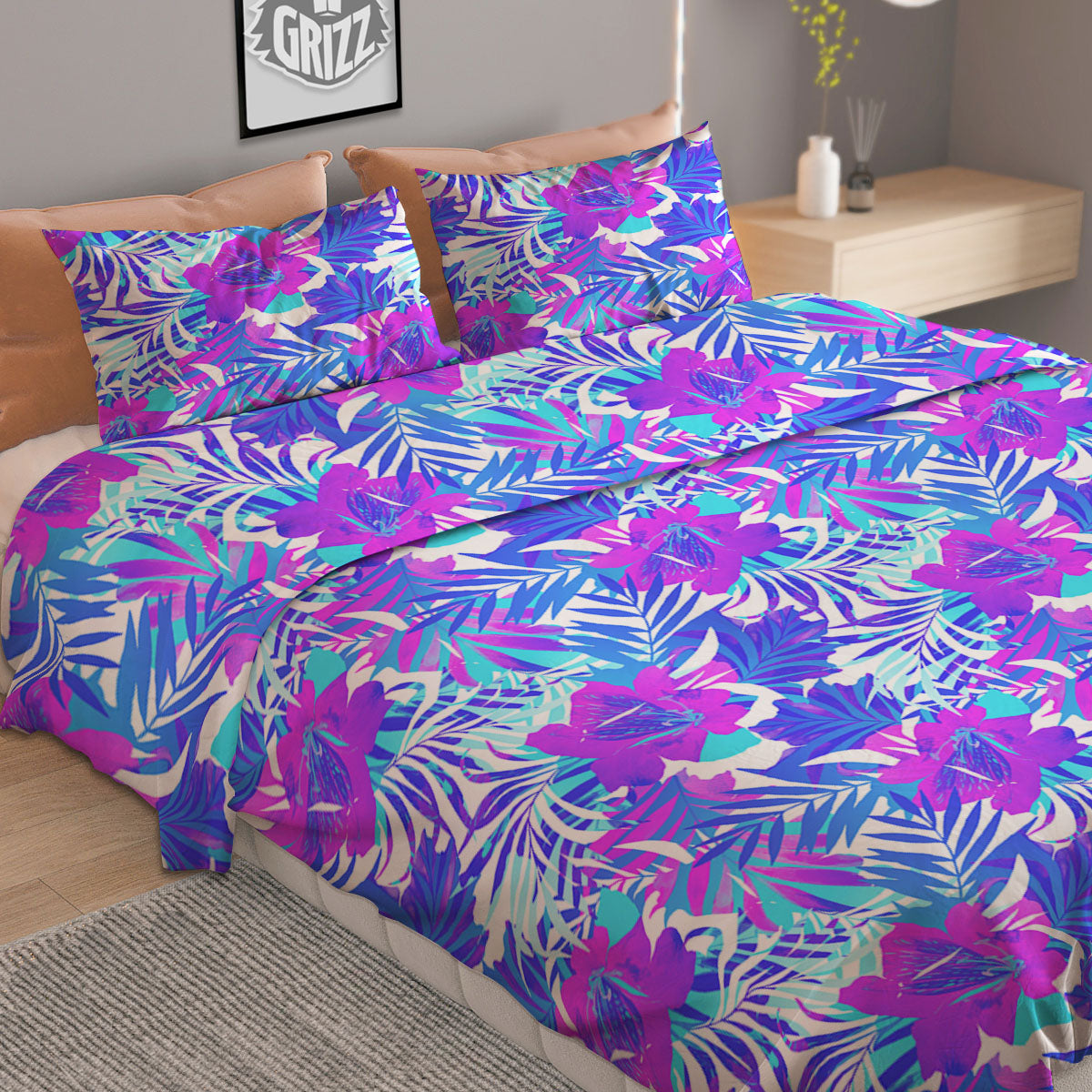 Aloha Pineapple Tropical Print Pattern Tropical Duvet Cover Bedding Set