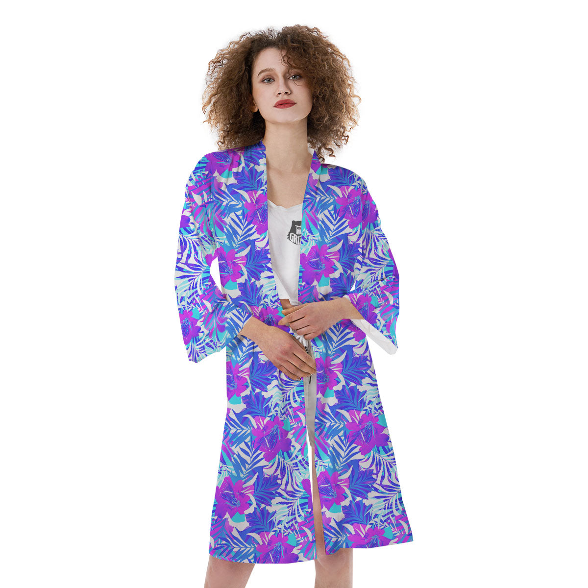 Aloha Psychedelic Tropical Print Pattern Kimono-grizzshop