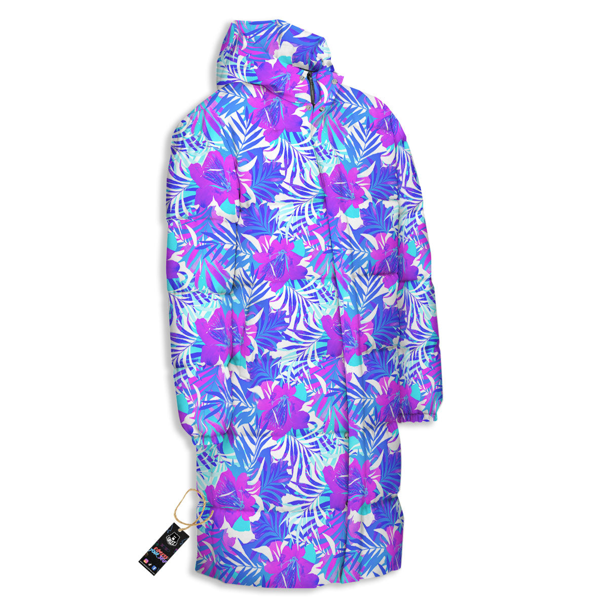 Aloha Psychedelic Tropical Print Pattern Long Down Jacket-grizzshop