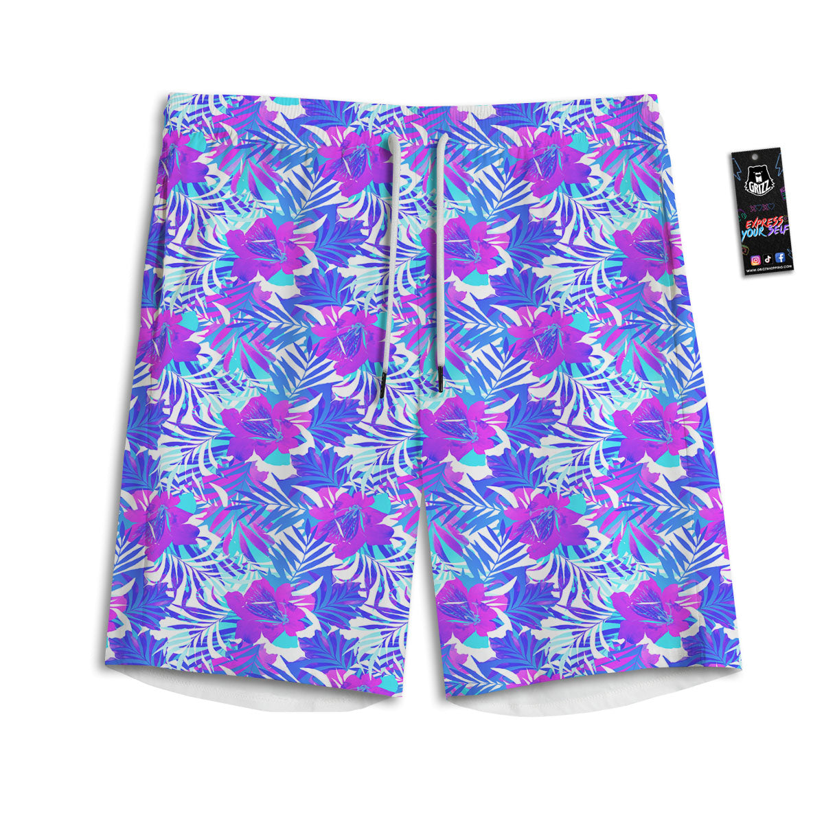 Aloha Psychedelic Tropical Print Pattern Men's Athletic Shorts-grizzshop