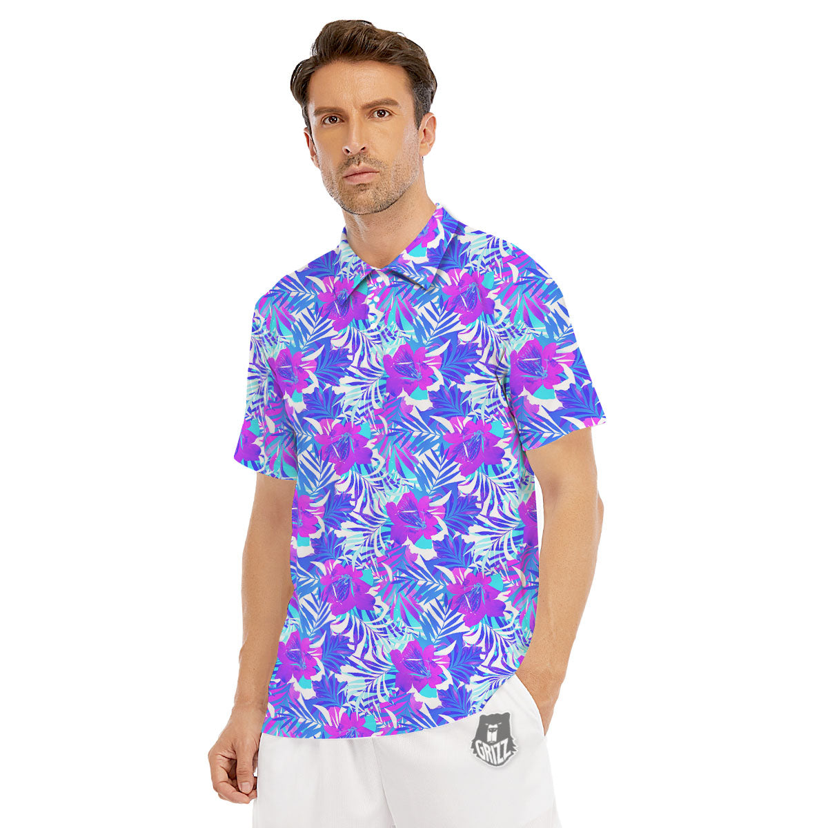 Aloha Psychedelic Tropical Print Pattern Men's Golf Shirts-grizzshop