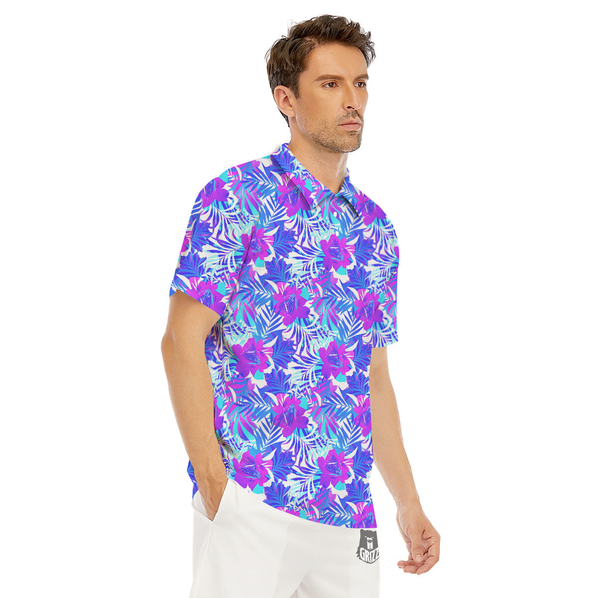 Aloha Psychedelic Tropical Print Pattern Men's Golf Shirts-grizzshop