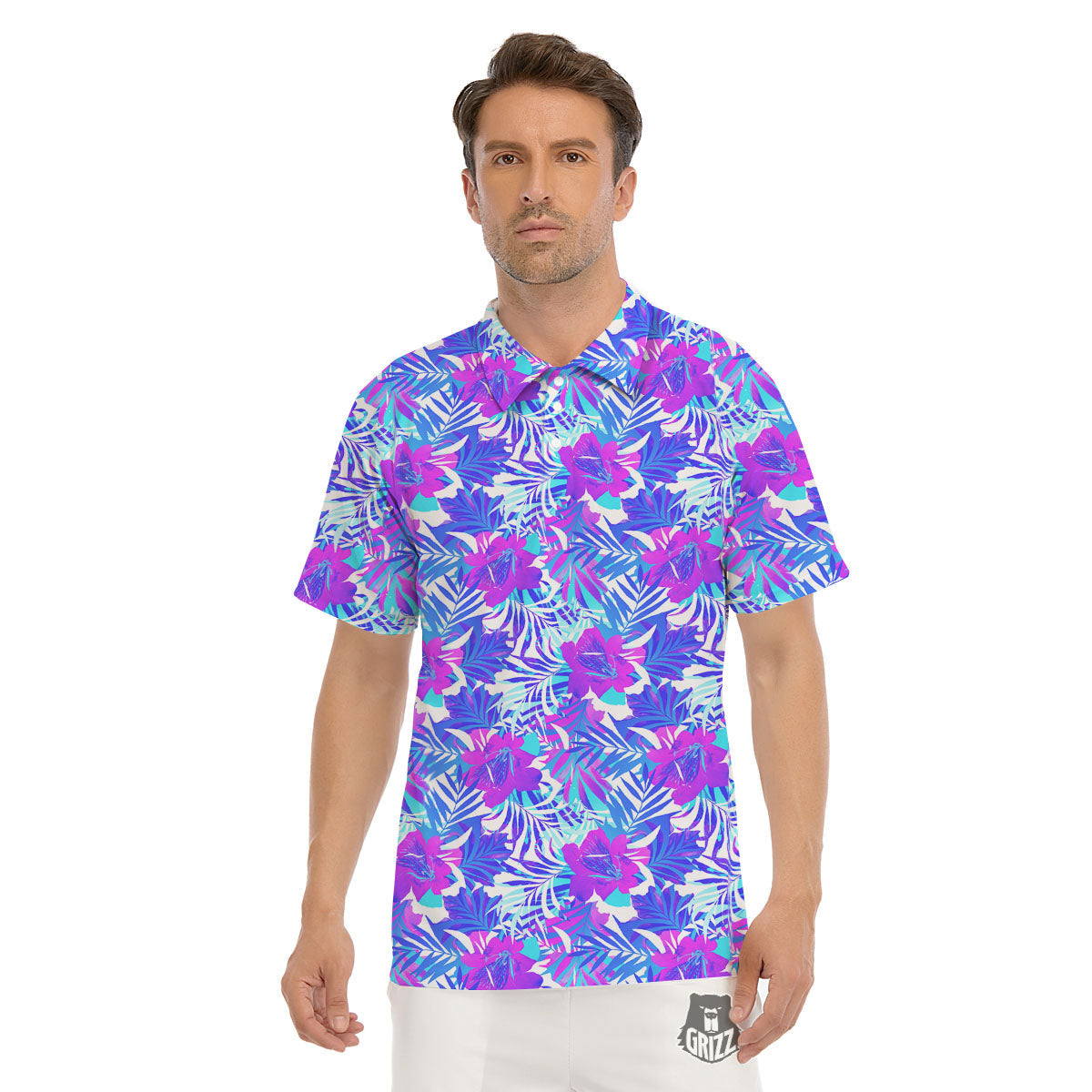 Aloha Psychedelic Tropical Print Pattern Men's Golf Shirts-grizzshop