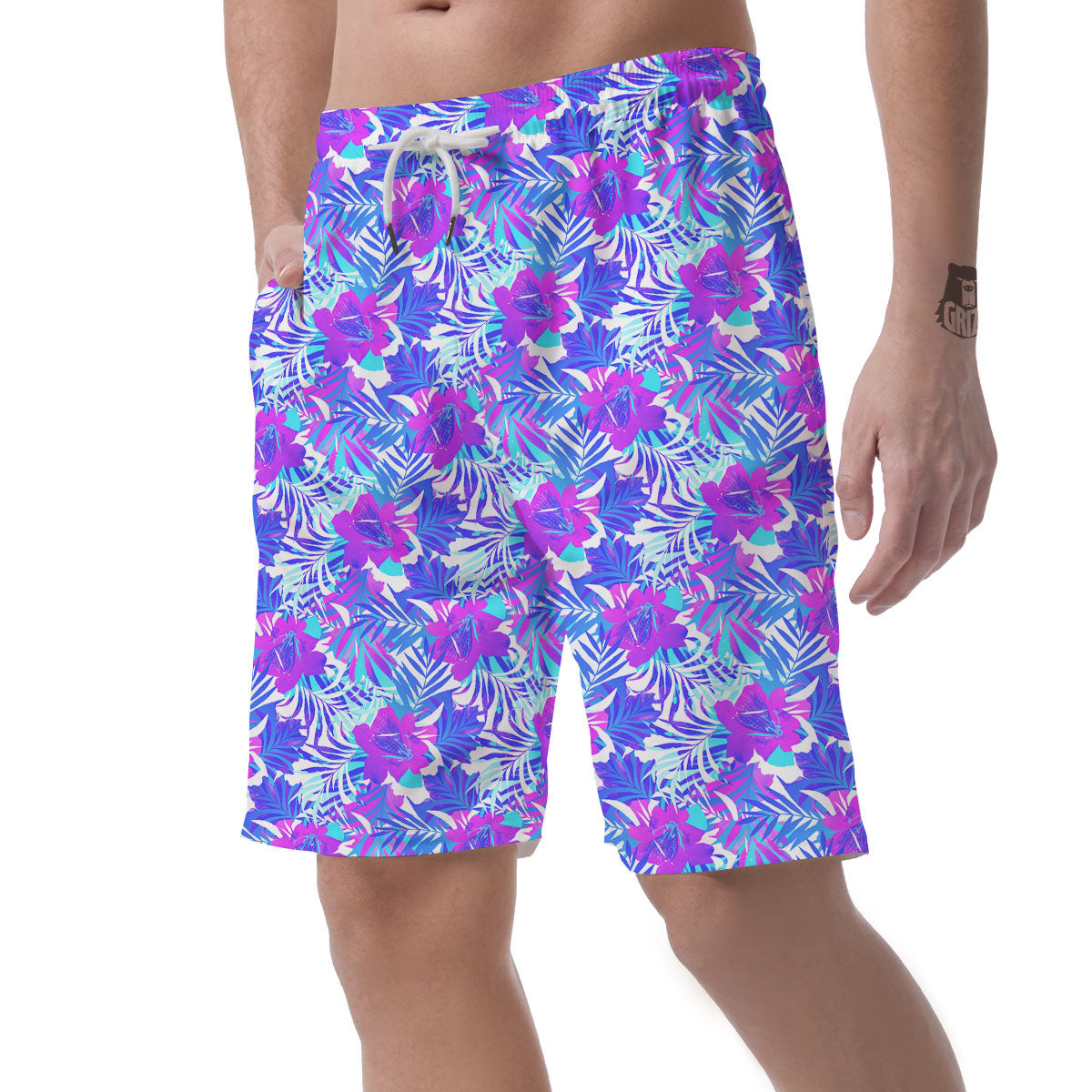 Aloha Psychedelic Tropical Print Pattern Men's Shorts-grizzshop