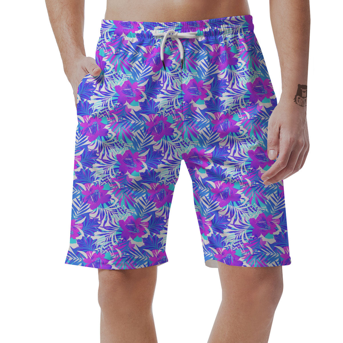 Aloha Psychedelic Tropical Print Pattern Men's Shorts-grizzshop