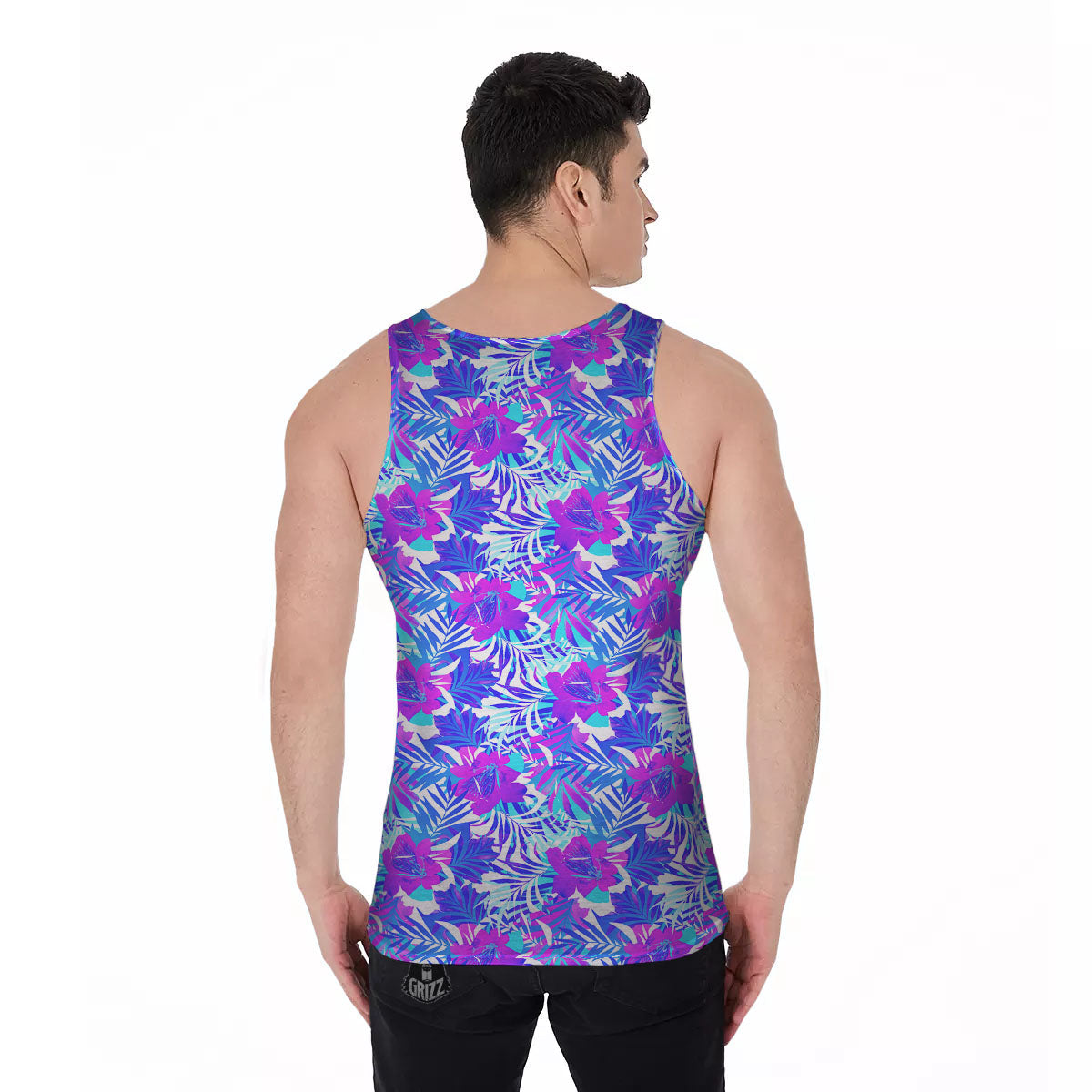 Aloha Psychedelic Tropical Print Pattern Men's Tank Top-grizzshop