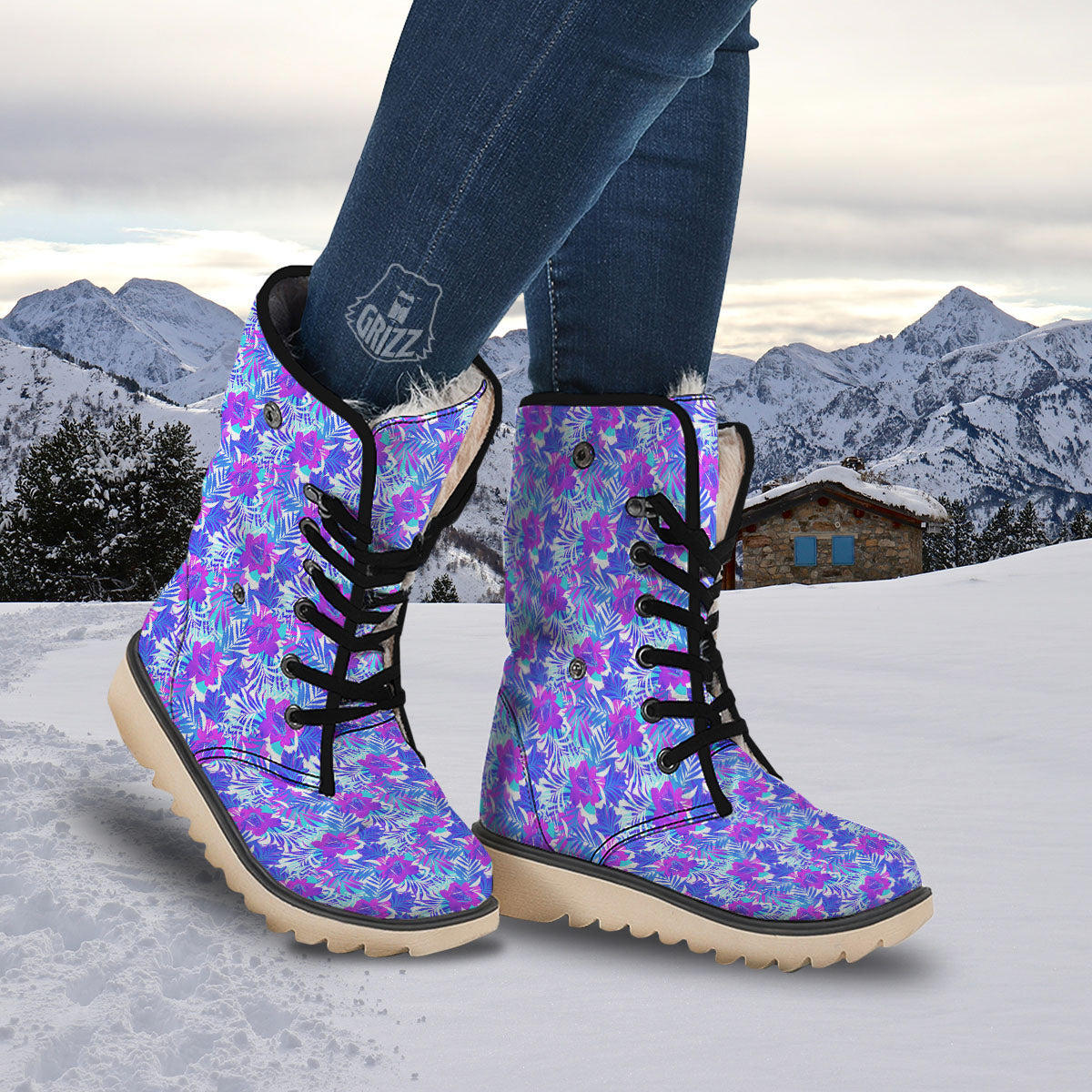 Aloha Psychedelic Tropical Print Pattern Snow Boots-grizzshop