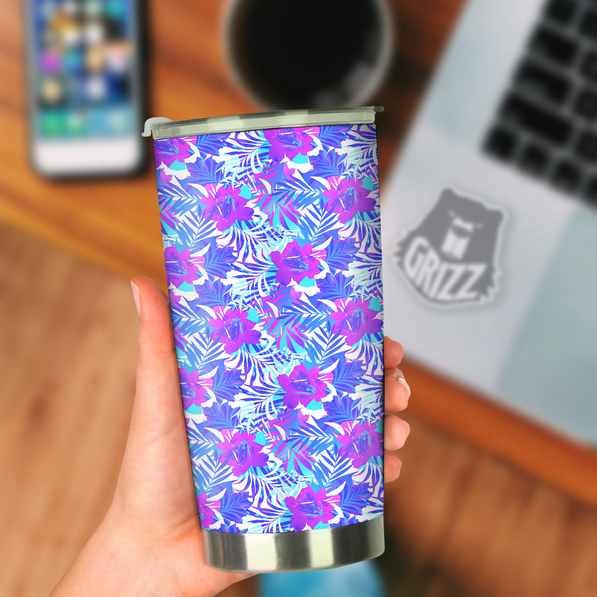 Aloha Psychedelic Tropical Print Pattern Tumbler-grizzshop