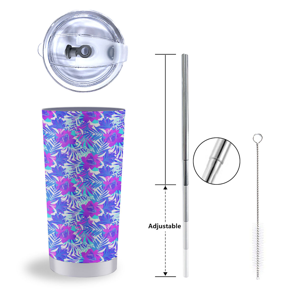 Aloha Psychedelic Tropical Print Pattern Tumbler-grizzshop
