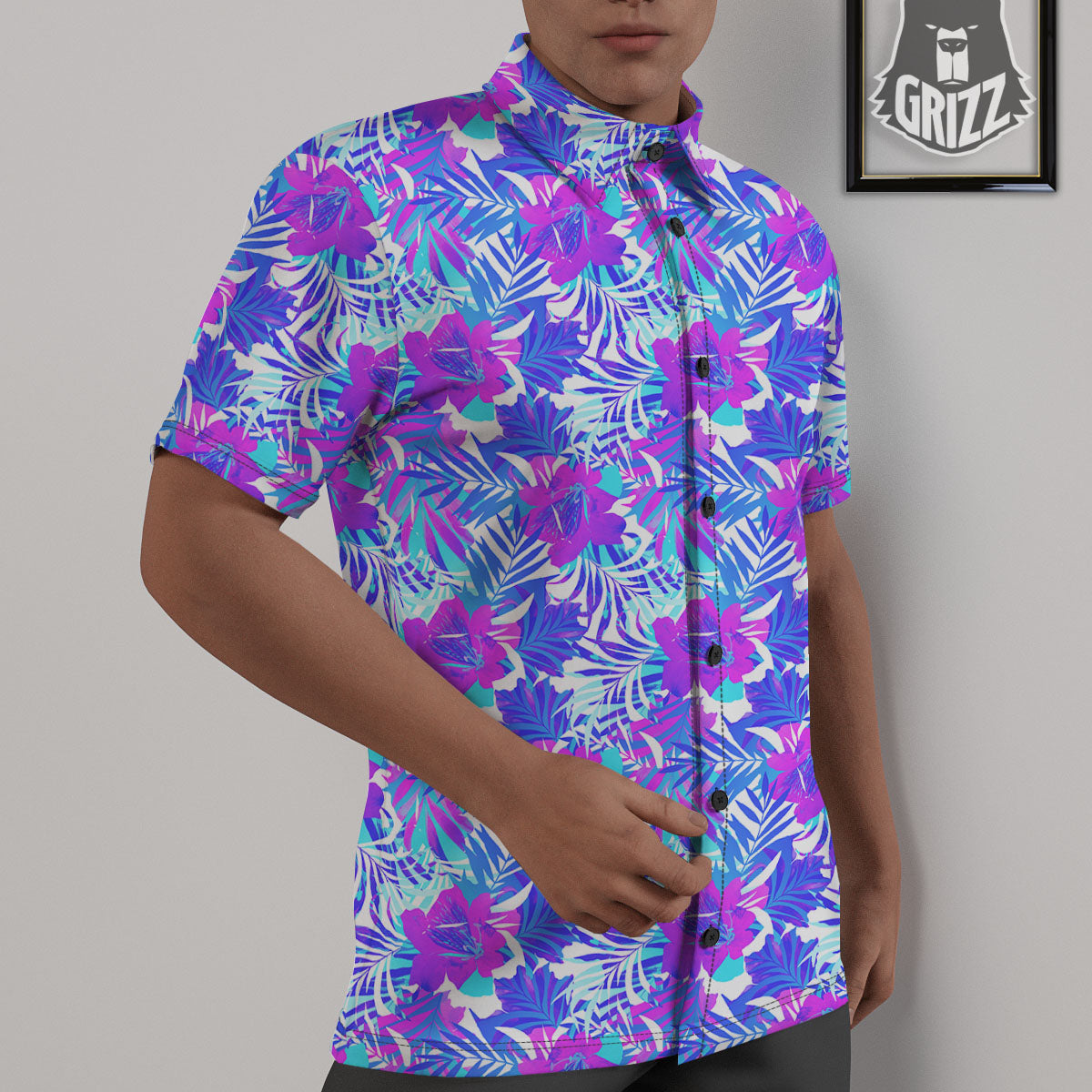 Aloha Psychedelic Tropical Print Pattern Untucked Shirts-grizzshop