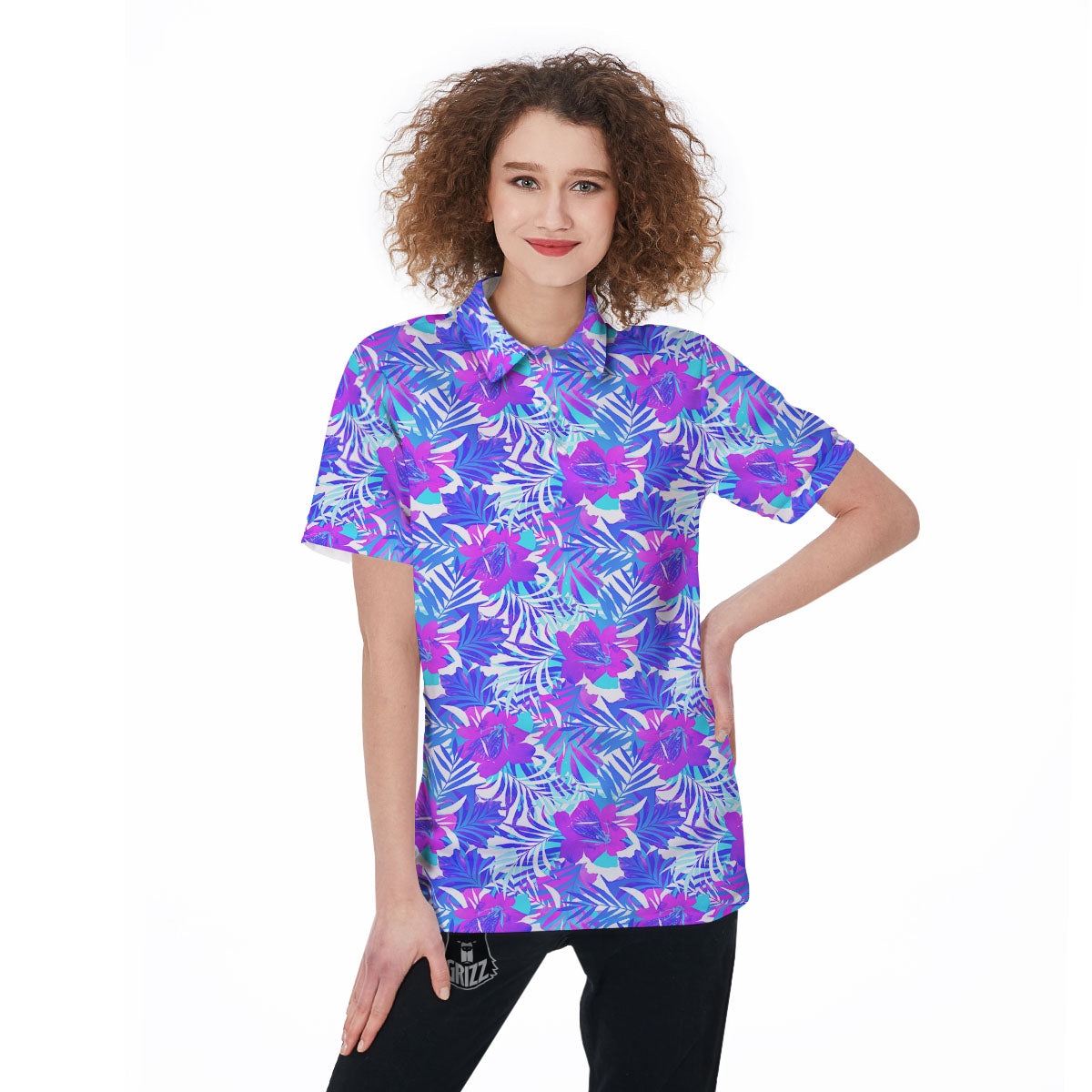 Aloha Psychedelic Tropical Print Pattern Women's Golf Shirts-grizzshop