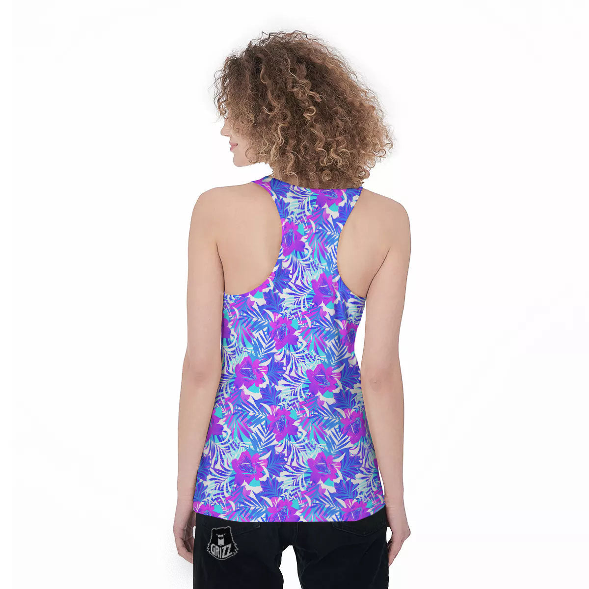 Aloha Psychedelic Tropical Print Pattern Women's Racerback Tank Top-grizzshop