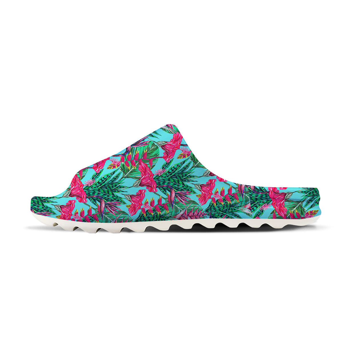 Aloha Hibiscus Hot Teal Pink Print Pattern Sandals-grizzshop