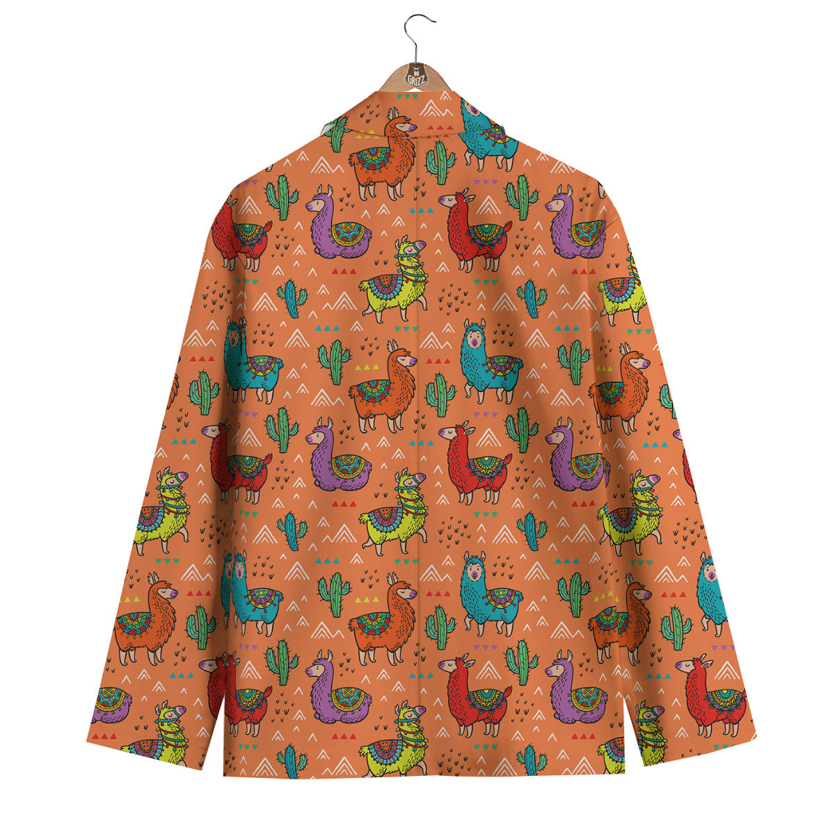 Alpaca Cactus Pattern Print Men's Blazer-grizzshop