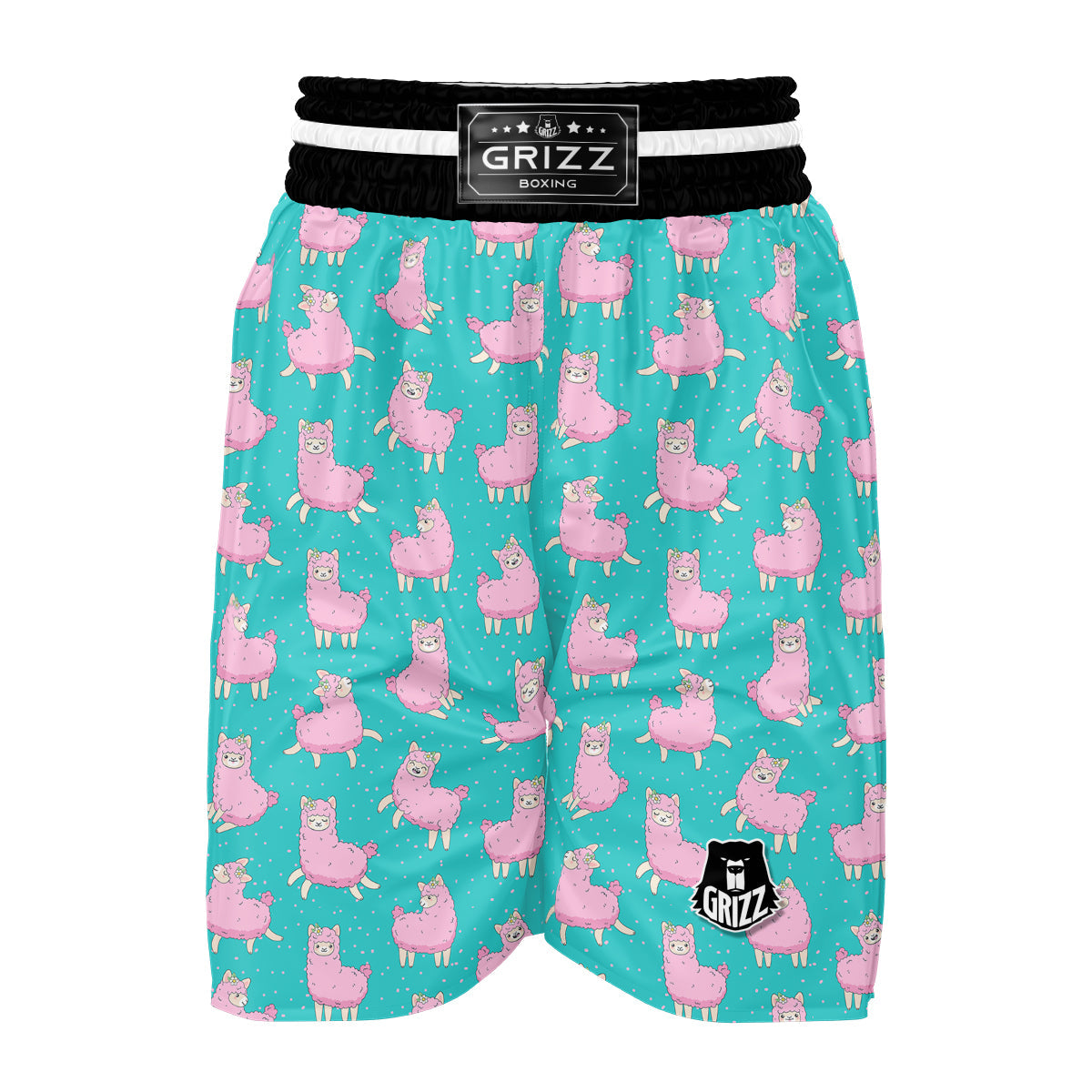 Alpaca Pattern Print Boxing Shorts-grizzshop