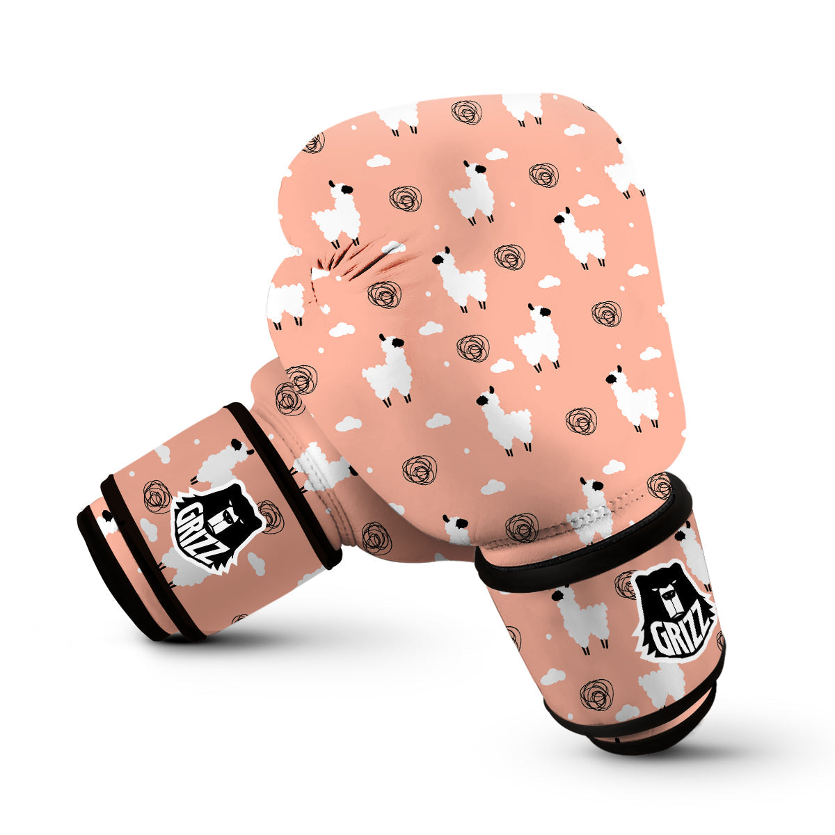 Alpaca Pink Pattern Print Boxing Gloves-grizzshop