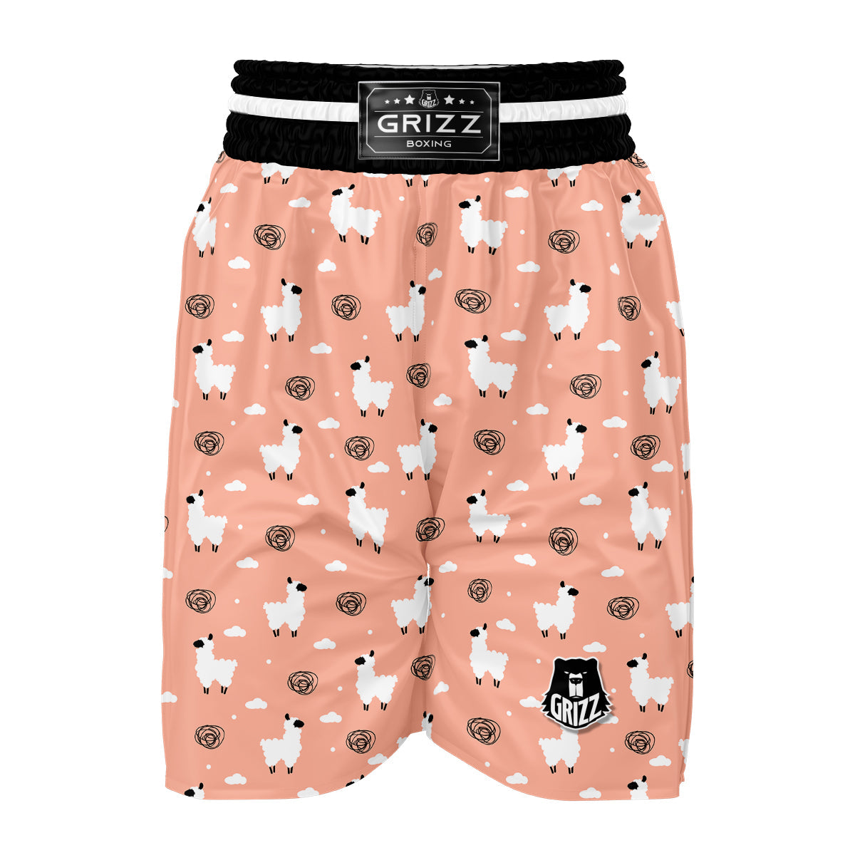 Alpaca Pink Pattern Print Boxing Shorts-grizzshop