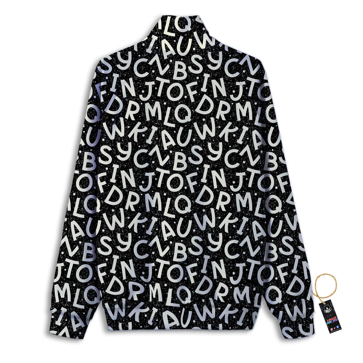 Alphabet Black Print Pattern Track Jacket-grizzshop