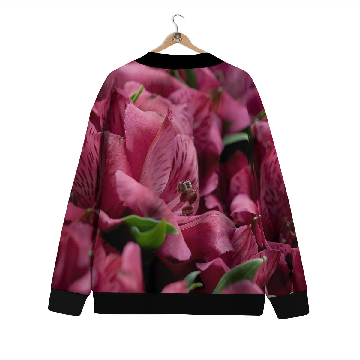 Alstroemeria Burgundy Print Cardigan-grizzshop